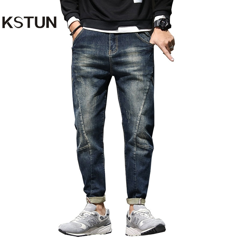 Herren Jeans Haremshose Mode Taschen Desinger Loose Fit Baggy Moto Jeans Herren Stretch Retro Streetwear Relaxed Tapered Jeans 42