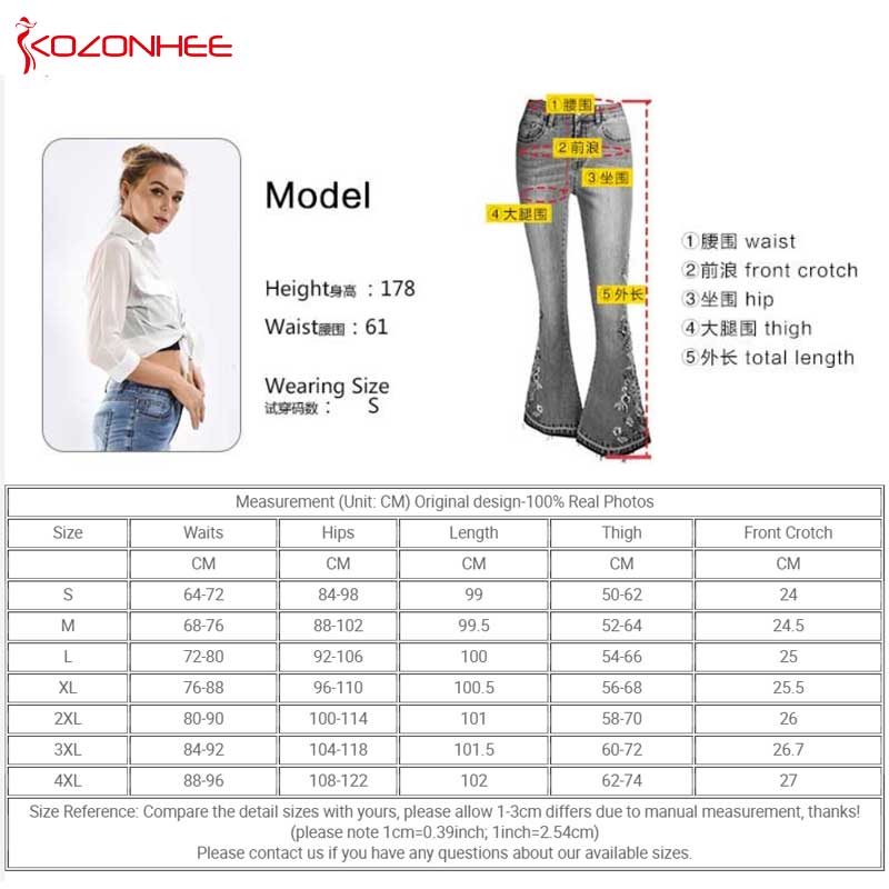 Embroidery Stretching Flare Jeans Women Elasticity Bell-Bottoms Jeans For Girls Light Blue Trousers women Jeans Large Size