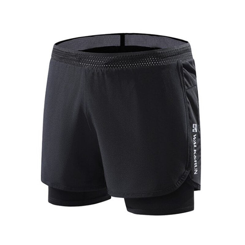 Gym shorts  Men Mock Two-Piece Marathon Running Track and Field Training Fitness Quick-Drying  Sports Shorts