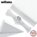 WOSTU 925 Sterling Silver Circle Charm Round CZ Bead Bead Clip Fit Original reflection Charm Bracelet Jewelry Accessories CQX101