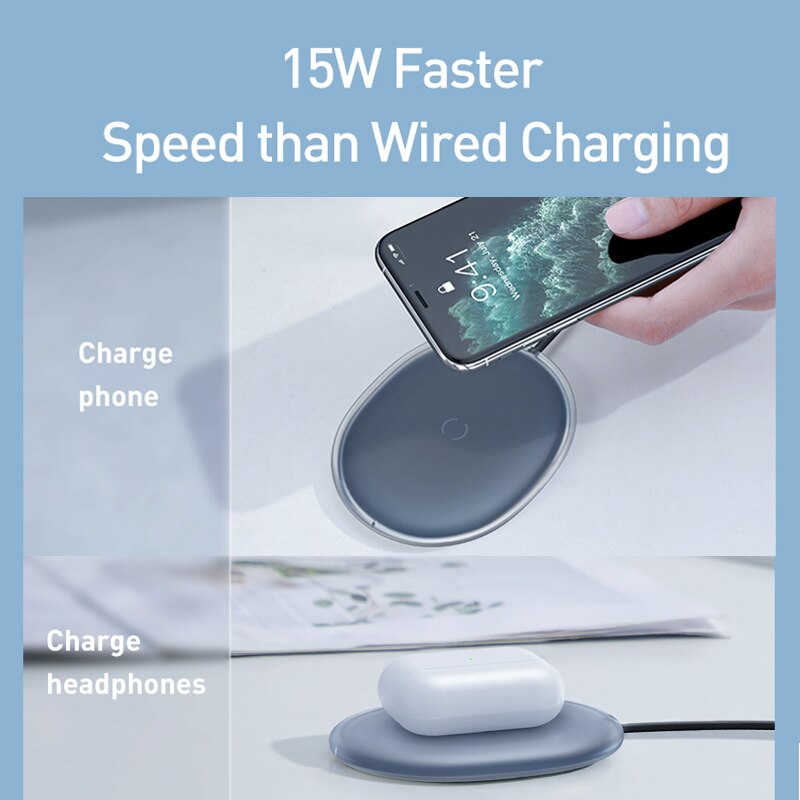 Baseus 15W Qi Wireless Charger For iPhone 11 Pro 8 Plus Induction Fast Wireless Charging Pad For Airpods Pro Samsung Xiaomi mi 9