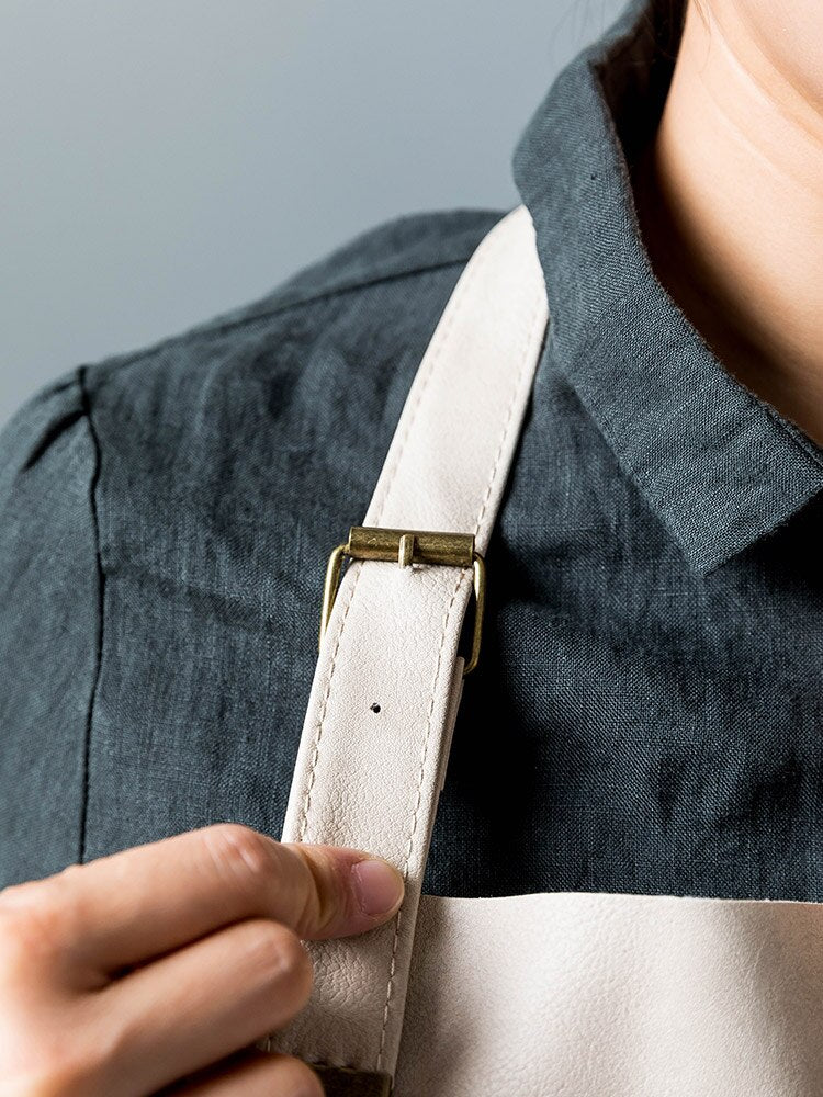 PU Leather Apron Household Waterproof Anti-oil Apron Adult Men And Women Fashion Cooking Apron