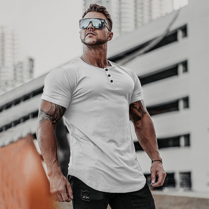 New Men T-shirt Cotton Short Sleeve Undershirt Male Solid Mens Tee Tops Summer Brand Clothing Bodybuilding Fitness T Shirt Homme