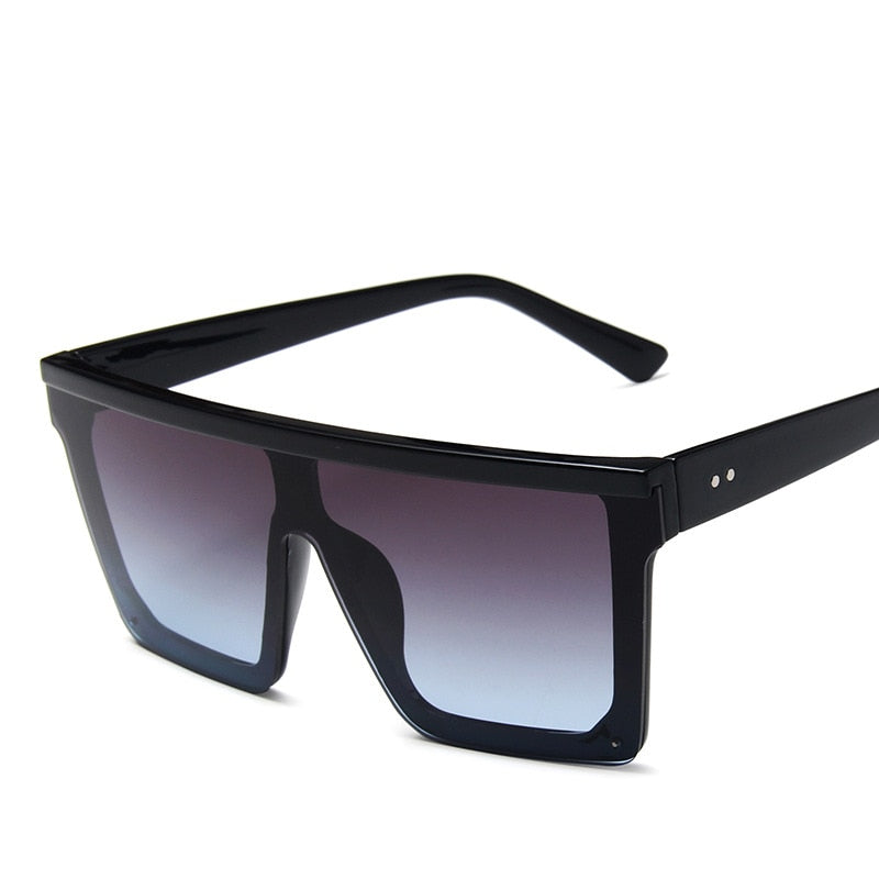 Oversized square sunglasses ladies big frame luxury brand fashion flat-top color lenses one men&