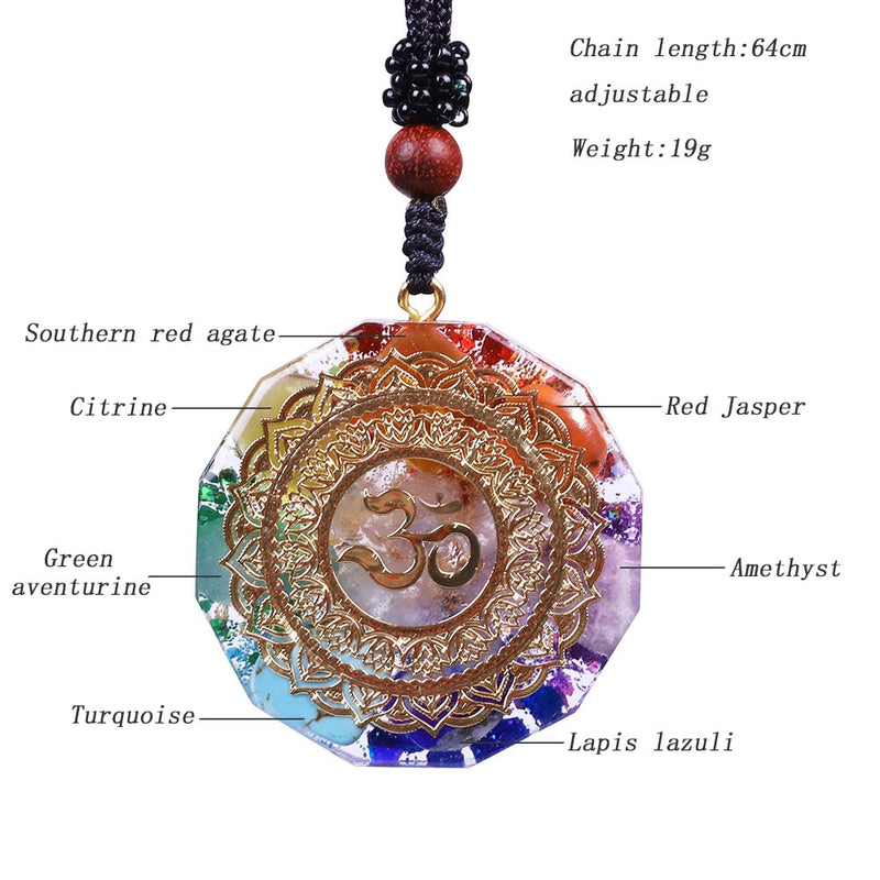 Natural Crystal Chakra Orgonite Energy Pendant Energizing Om Orgonite Necklace Bring Lucky Necklace Absorbs Negative Energy Gife