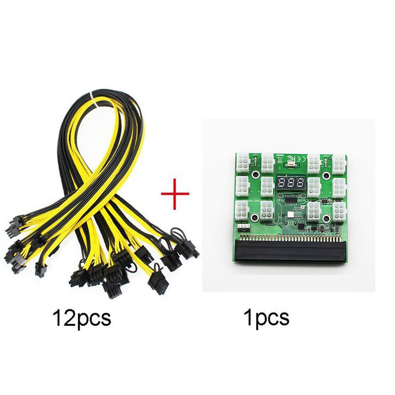 Placa de conexión de 1200w/750w + 12 Uds 6P macho a (6 + 2) 8P macho Kits de cables de alimentación para HP PSU GPU Mining Ethereum