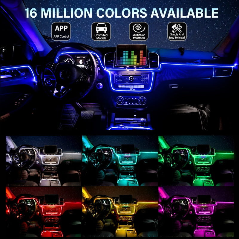 Auto Atmosphäre Licht Ambient Innendekoration App Sound Control Wireless RGB Neon Led Strips Auto Flexible Lampen