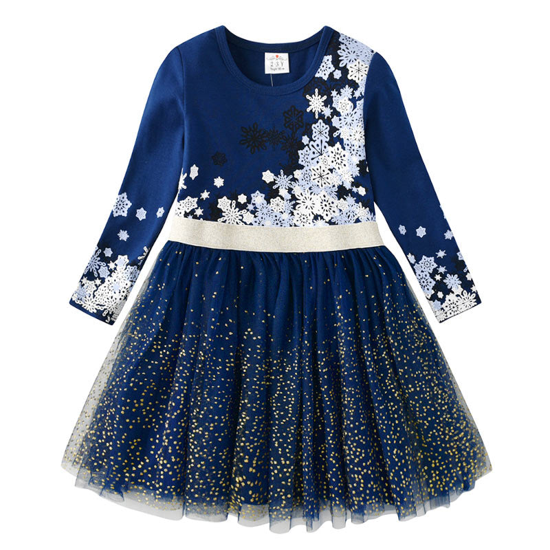 VIKITA Kinder Partykleid für Mädchen Kinder Pailletten Kleider Mädchen Stern Kleid Kleinkinder Freizeitkleider Kinder Herbst Kostüme