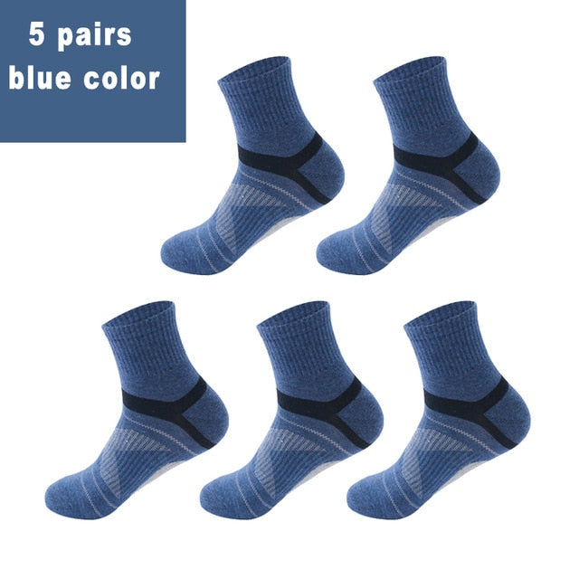 10PCS=5Pair High Quality Cotton New Autumn Men's Socks Running Winter Casual Breathable Active Socks Stripe Sport Socks EUR38-48