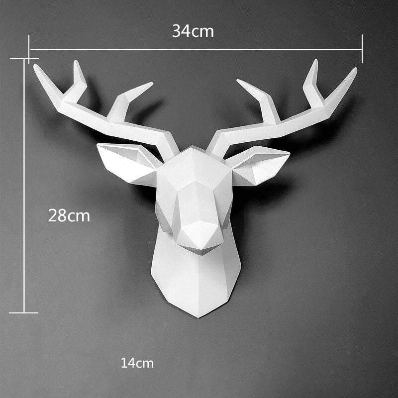 17*14 Inch,Deer Head Resin Statue Wall Decoration,Deer Model Figurine Christmas Room Decor,Sculpture Home Decoration Accessories