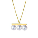 925 Silver Chain With 18k Gold  Balance Bar Faux Pearl Necklace Runway T Show Party Designer Gown Top Ins  Japan Korean Trendy