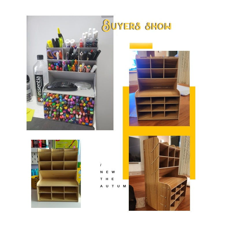 2021 Creative Multi-function Wooden Desktop Pen Holder Office School Stationery Storage Stand Case Desk Pen Pencil Organizer