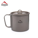 Widesea Camping Mug Titanium Cup Tourist Picnic Tableware Utensils Equipment Outdoor Cookware Hiking Kitchen Travel Cooking Set