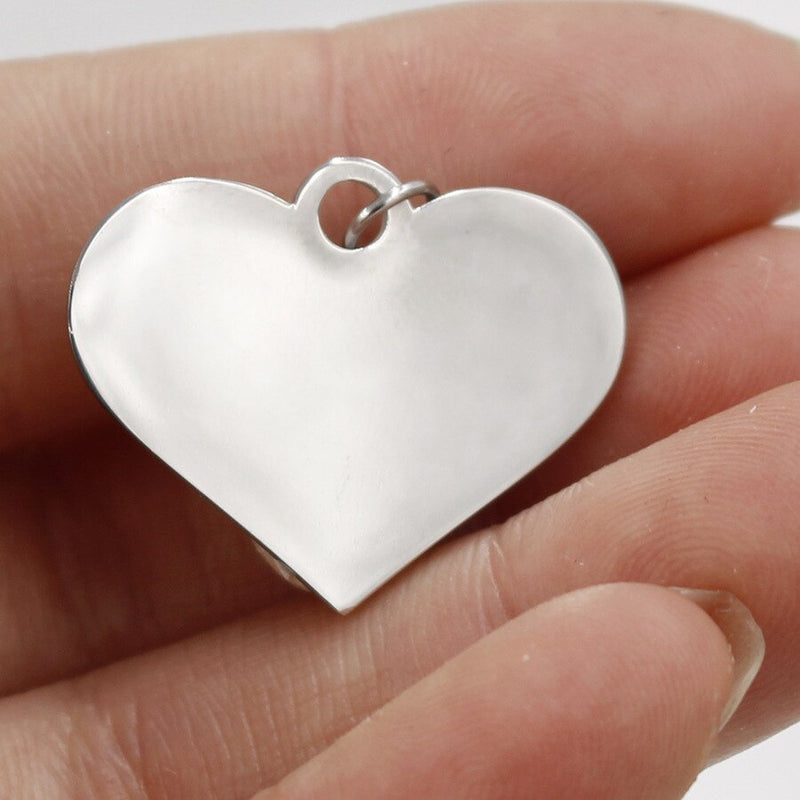Gold/Steel Stainless Steel Heart Love Pendant With Rhinestone Mirror Polishing  Engraving Accessories Wholesale 20pcs