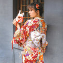 Kimono japonés tradicional rojo oscuro Yukata sensación ropa con Obi Halloween Cosplay niñas vestido