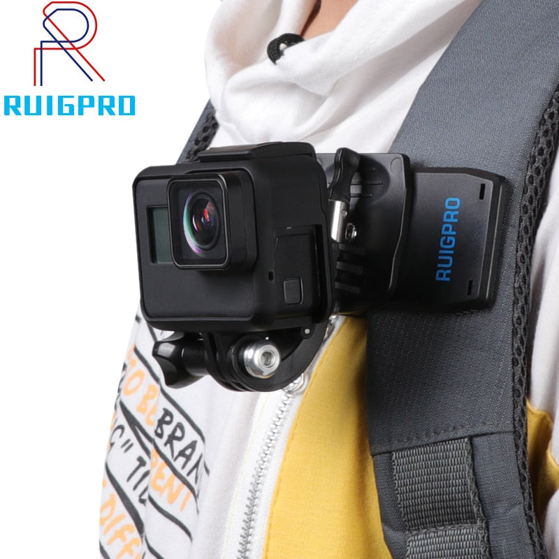 for Go Pro Accessories 360-Degree Rotation backpack bag Clip clamp For GoPro Hero11 10 9 8 7 6 5Xiaomi yi for SJCAM SJ4000 Phone