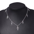 Silver Color Cross Necklaces &amp; Pendants for Women Choker Clavicle Chain Jewelry Femme Bijoux Collares