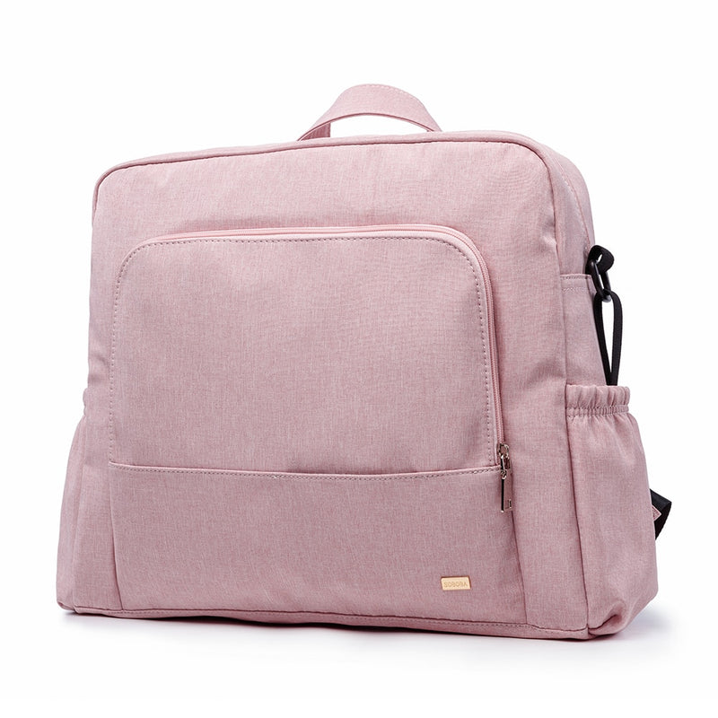 Bolsa de pañales rosa impermeable Soboba para el cuidado del bebé, mochila multifuncional de gran capacidad para pañales, bolsa de viaje con 2 correas
