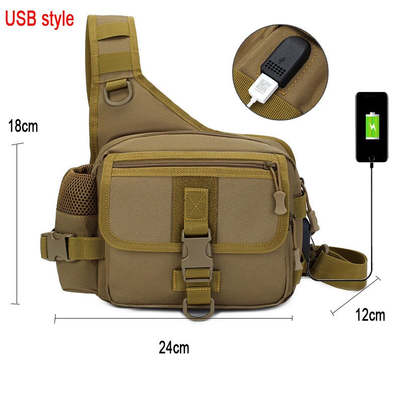 Fishing Tackle Bag Single Shoulder Crossbody Bags Waist Pack Fish Lures Gear Utility Storage Fishing Box Bag Tactical Bag XA232G