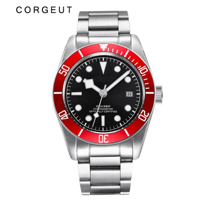 Corgeut Luxury Brand Black Dial Men NH35 Miyota Automatic Mechanical Watch Military Sport Swim Steel Mechanical Wrist Watches