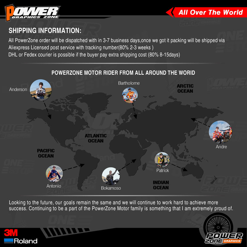 PowerZone Custom Team Graphics Hintergründe Aufkleber 3M Aufkleber Kit für KTM SX SXF MX 16–18 EXC XCW Enduro 17–19 125 bis 500 cc 23