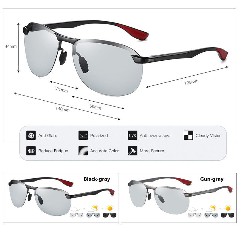 LIOUMO Brand Rimless Photochromic Sunglasses Men Polarized Chameleon Glasses Women Driving Goggles Sun Glasses zonnebril heren