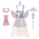 Halloween unicornio princesa vestido fiesta de cumpleaños Cosplay Ángel vestido niños malla tutú falda rosa encaje Sling disfraz para niñas