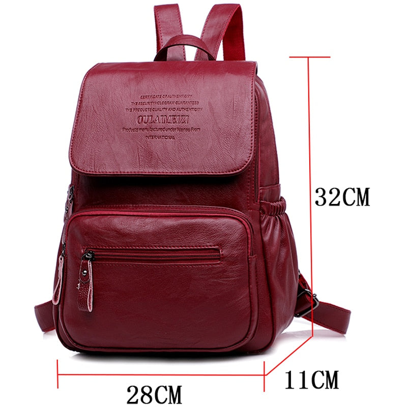 2022 Women Leather Backpacks High Quality Ladies Bagpack Luxury Designer Large Capacity Casual Daypack Sac A Dos Girl Mochilas