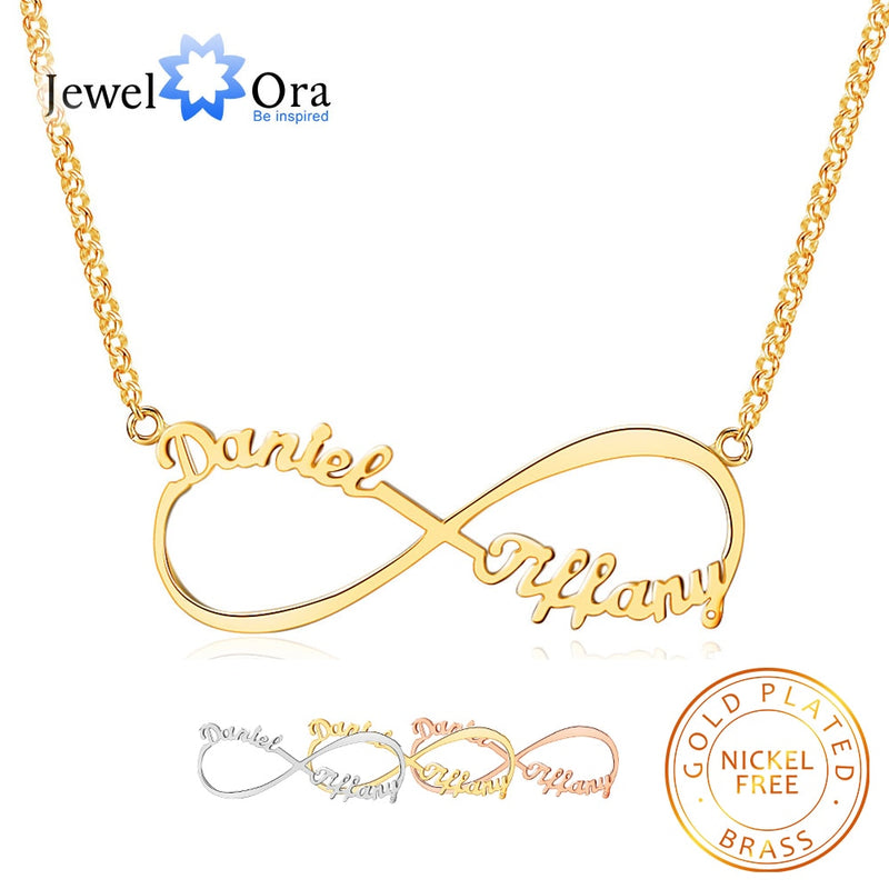 Personalized Infinity Necklace with 2 Names Custom Letter Nameplate Necklaces for Women Birthday Gift for Girlfriend