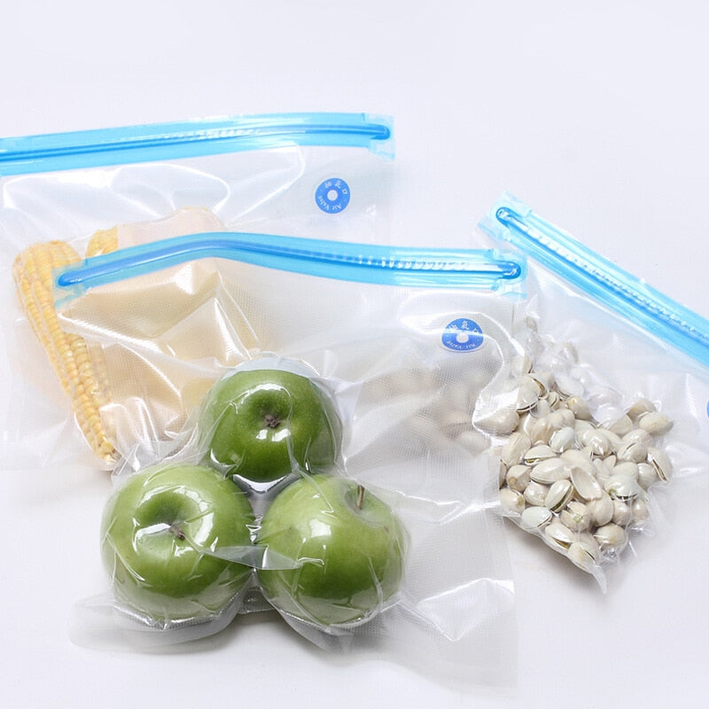 17/20Pcs Vacuum Sealer Bags Reusable Food Storage bag Household Vacuum Food Sealer Ziplock Bag With Hand Pump Sealing Clips