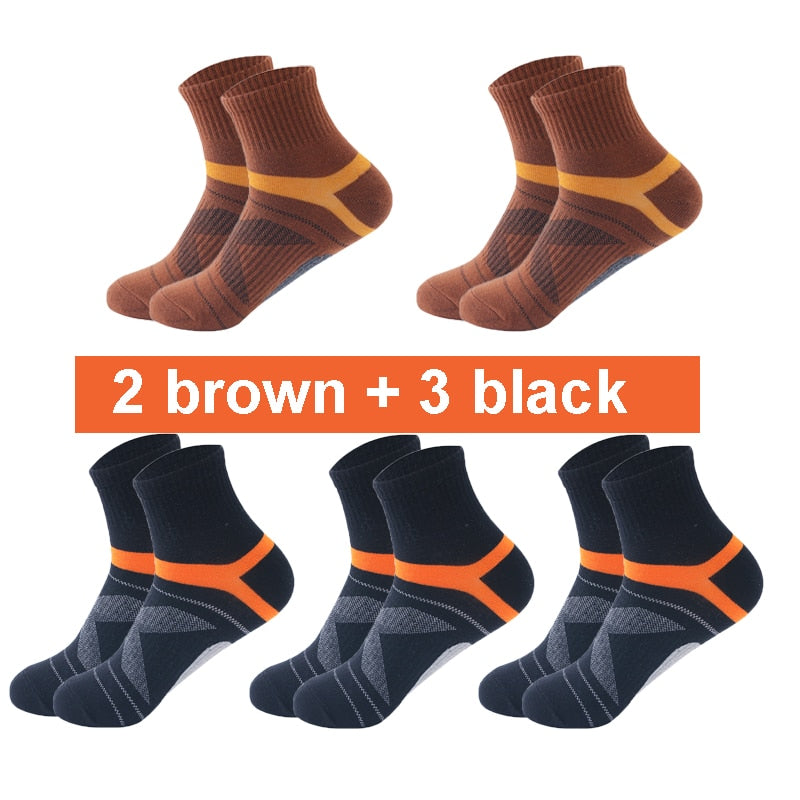 10PCS=5Pair High Quality Cotton New Autumn Men's Socks Running Winter Casual Breathable Active Socks Stripe Sport Socks EUR38-48