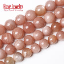AAAAA Quality Natural Sunstone Quartz Peach Round Loose Beads 15" Strand 4 6 8 10 12 MM Pick Size For Jewelry Making Bracelet