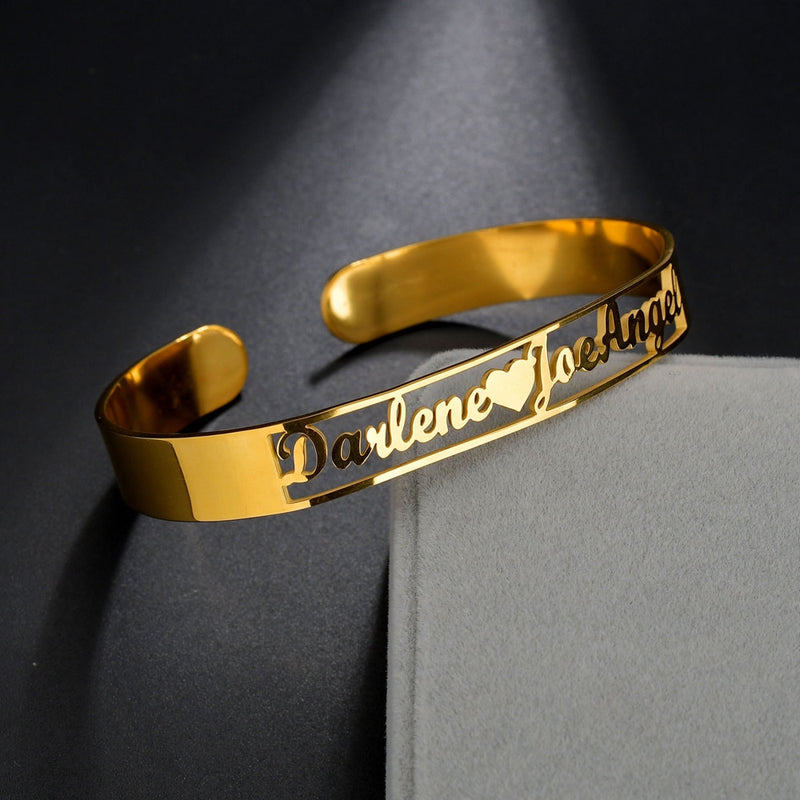 Atoztide, pulsera personalizada con nombre de letra, brazaletes personalizados para mujeres y hombres, oro rosa, acero inoxidable, regalo de joyería de Navidad