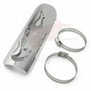 Schwarz / Chrom Motorrad Gebogene Auspuffrohr Hitzeschild Abdeckung Schutzfolie Universal für Honda Harley