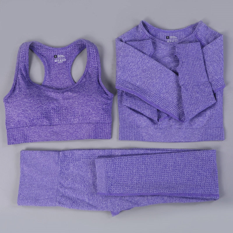 2020 conjunto de Yoga sin costuras para mujer, trajes deportivos para Fitness, ropa de gimnasio, camisas de manga larga para Yoga, mallas para correr de cintura alta, ropa de entrenamiento