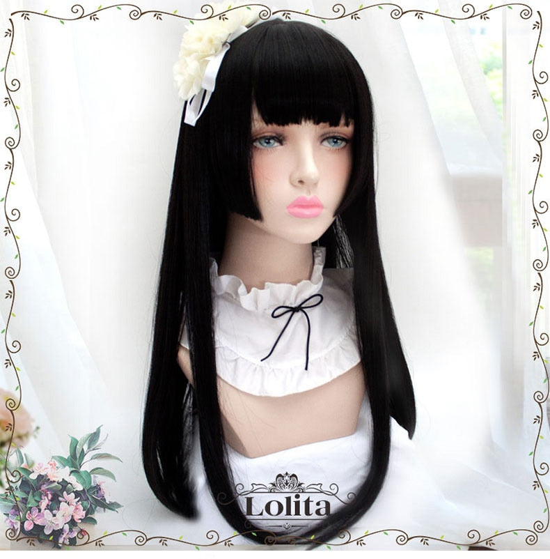 SHANGKE Synthetic Red Black Blonde White Lolita Wigs For Women Long Straight Wig With Bangs Genshin Impact Cosplay Wig