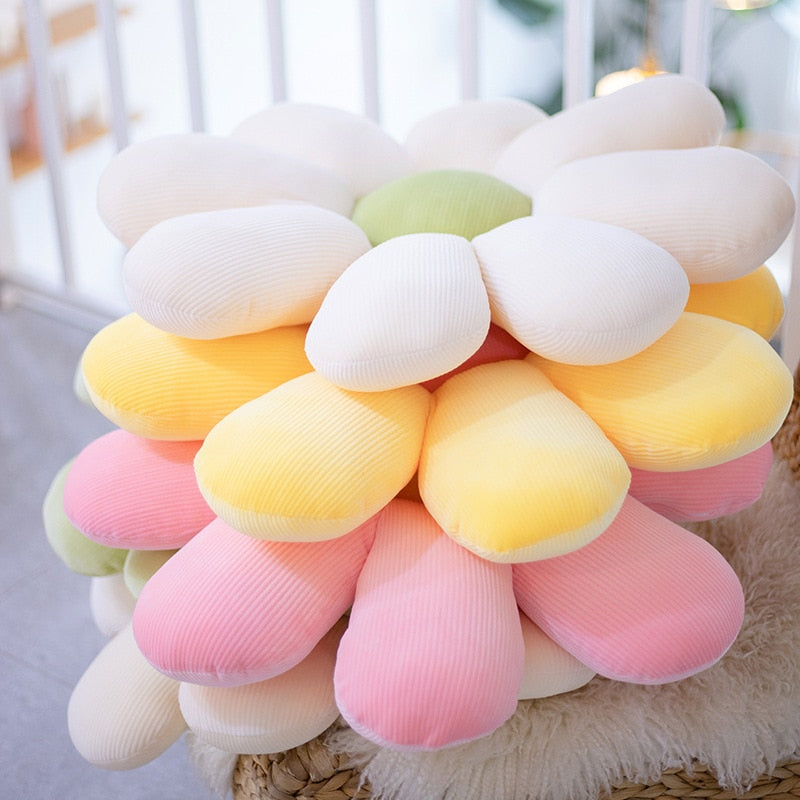 Cojín de flores de Margarita lavable, almohada de coche de peluche suave, cojín de silla de flor de melocotón, decoración de sofá para habitación femenina, regalo para cumpleaños de niña