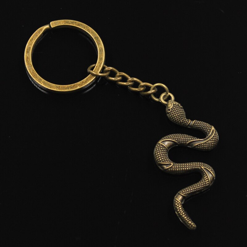 New Fashion Men 30mm Keychain DIY Metal Holder Chain Vintage Snake Cobra 53x23mm Bronze Silver Color Pendant Gift
