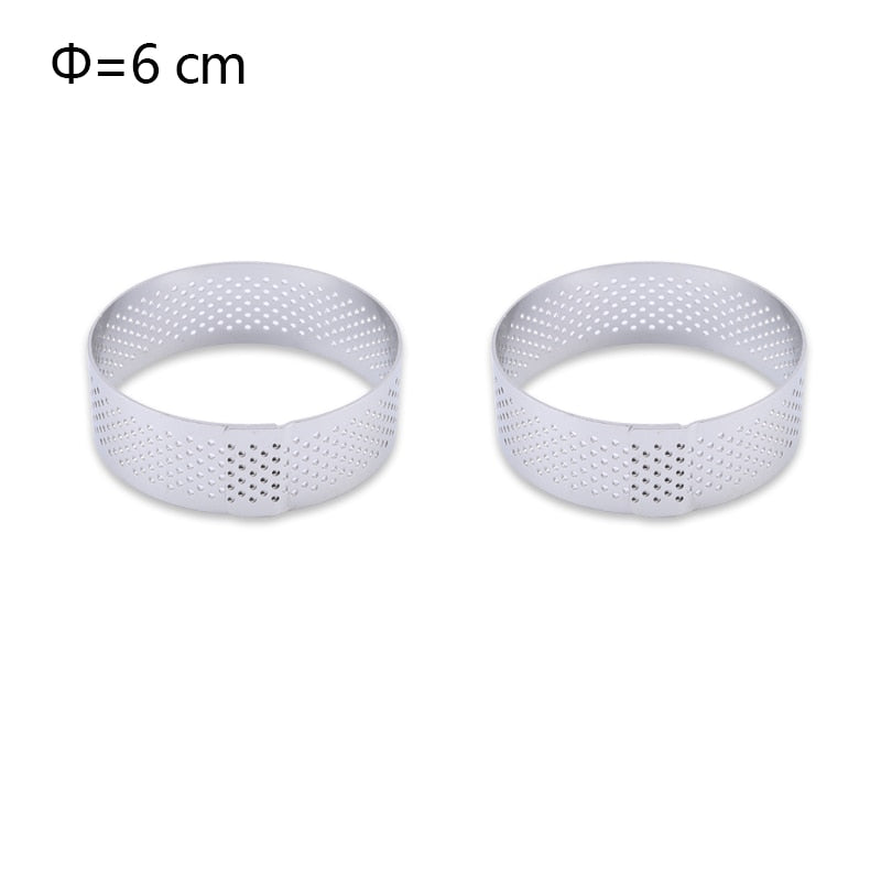 6 8 10 CM Stainless Steel Tart Mold Ring Tartlet Cake Mousse Molds Cookies Pastry Circle Cutter Pie Ring Perforated