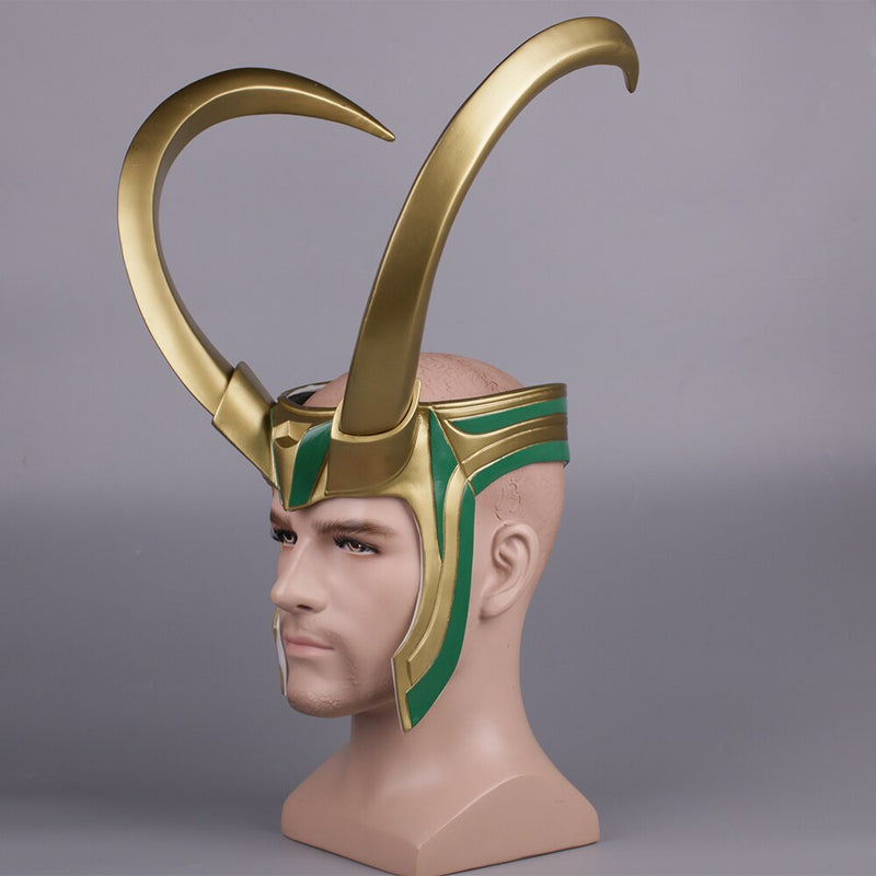 Película Thor 3 Ragnarok Loki Laufeyson PVC Cosplay disfraces máscara casco Halloween Prop