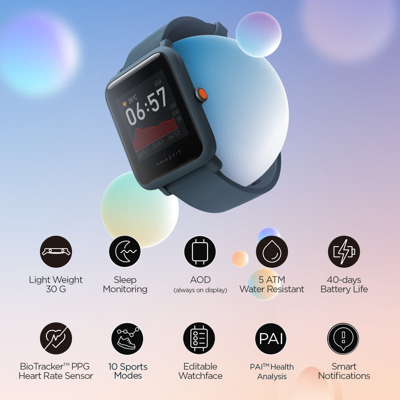Original Amazfit Bip S Lite Smartwatch 5ATM Waterproof Swimming Color Display  Smart Watch 1.28inch For Android ios Phone