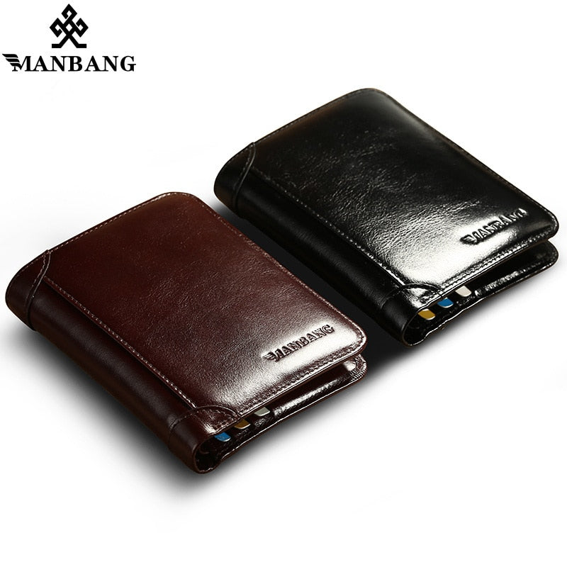 ManBang High Quality Classic Style Wallet  Leather Men Wallets Short Male Purse Card Holder Wallet Men Prevent RFID Hot wallets