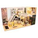 Cutebee DIY Dollhouse Kit Apartment Loft Wooden Miniature Doll Houses With Furniture LED Lights for Children Birthday Gift