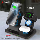 für iPhone Wireless Charger Stand 3 in 1 Schnellladung für Apple iPhone 12 11 X XS XR Watch 6 5 4 3 AirPods Pro Wireless Charge
