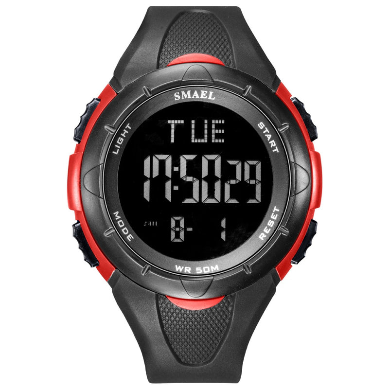 Reloj digital para hombre SMAEL 50M, relojes impermeables, reloj Led, alarma, pulsera negra, cronómetro, reloj deportivo 1016, relojes digitales para hombre