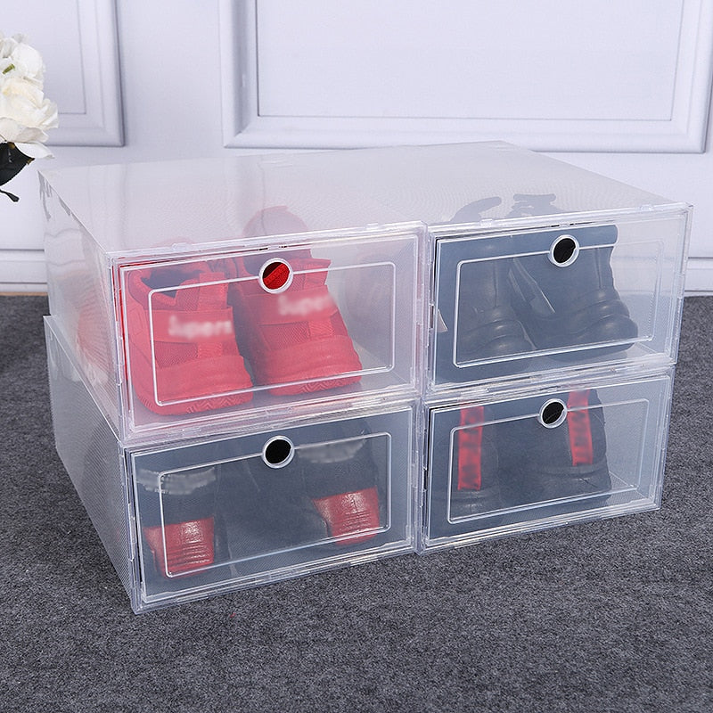 6pcs Plastic Box Storage Transparent Shoes Box Organizer Drawer Modern Organizer Boxes Container Shoes For Storing Boxes Storage