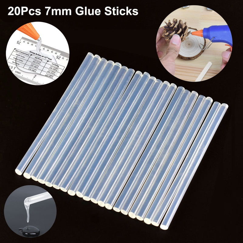 NEWACALOX 20W 220V Hot Melt Glue Gun with 20Pcs 7mm Glue Sticks Industrial Mini Guns Thermo Gluegun Heat Temperature Tool