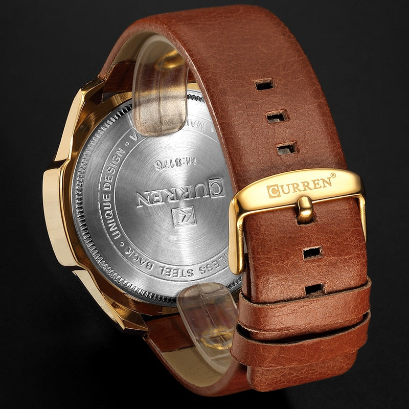 Men Luxury Brand CURREN New Fashion Casual Sports Watches Modern Design Quartz Wrist Watch Genuine Leather Strap Male Clock