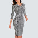 Women Casual Leopard Print Office Business Sheath Slim Summer Pencil Dress HB452