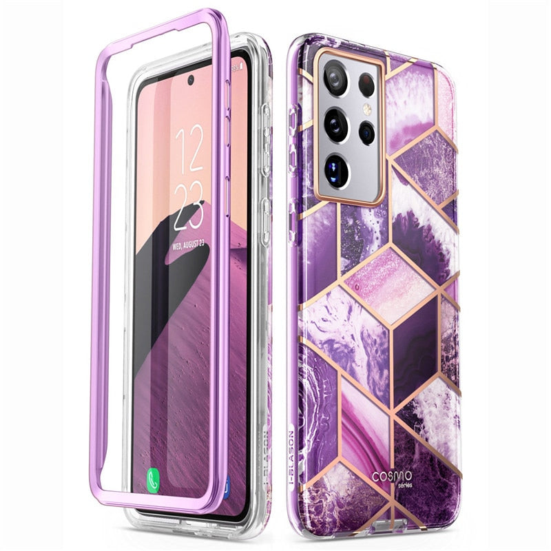 Für Samsung Galaxy S21 Ultra Case 6.8" (2021) I-BLASON Cosmo Ganzkörper Glitter Marble Cover OHNE integrierten Displayschutz